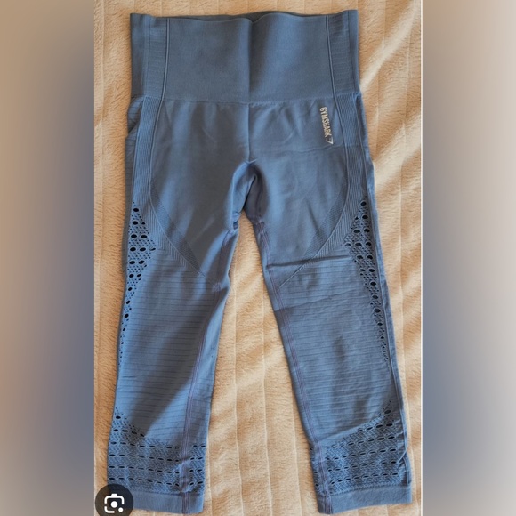 Gymshark Pants - Gymshark Blue Women's Cropped Leggings